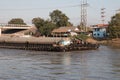 Shipping boat Transport raw materials in river.