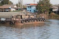 Shipping boat Transport raw materials in river. Royalty Free Stock Photo