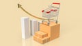 The Shipping box and chart for shopping online or transport concept 3d rendering