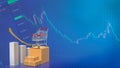 The Shipping box and chart for shopping online or transport concept 3d rendering