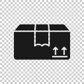 Shipping box icon in flat style. Container vector illustration on white isolated background. Cardboard package business concept Royalty Free Stock Photo