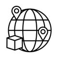 shipping, box, location pin, world, location, parcel delivery icon Royalty Free Stock Photo