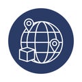 shipping, box, location pin, world, location, parcel delivery icon Royalty Free Stock Photo