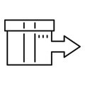 Shipping box relocation icon, outline style