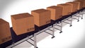 Shipping Boxes On A Conveyor Belt/ Shipping Merchandise.