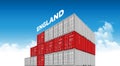 Shipping Cargo Container England flag for Logistics and Transportation with clouds