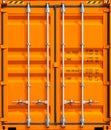 Shipping cargo Container, Security Steel Door Locked. Commercial Truck, Freight Trucks Logistics Cargo Transport