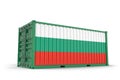 Shipping cargo container textured with Flag of Bulgaria. Isolated. 3D Rendering