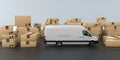 Shipping Cartons Delivery Van Royalty Free Stock Photo