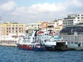 Shipping concept. The ship is preparing to leave the port. Traveling by ferry. Sea transport Royalty Free Stock Photo