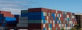 Shipping container storage yard on a sunny day