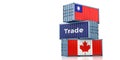 Shipping containers with Canada and Taiwan flag.