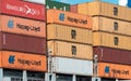 Shipping containers on the containership in Le Havre Royalty Free Stock Photo