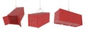 Shipping containers in different positions - red