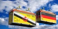 Shipping containers with flags of Brunei and Germany