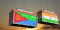 Shipping containers with flags of Eritrea and India