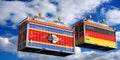 Shipping containers with flags of Eswatini and Germany