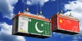 Shipping containers with flags of Pakistan and China