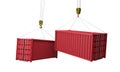 Shipping containers hanging from a crane. Business delivery comcept. 3D Render