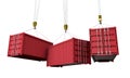 Shipping containers hanging from a crane. Business delivery comcept. 3D Render