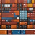 Shipping containers stacked on top of each other - ai generated image Royalty Free Stock Photo