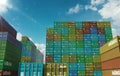 shipping containers at sunny day 3D illustration