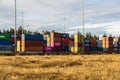 Shipping containers at train station Royalty Free Stock Photo