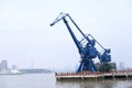 Shipping Cranes and Lupu Bridge Shanghai Royalty Free Stock Photo