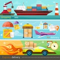 Shipping, delivery car, ship, plane Royalty Free Stock Photo