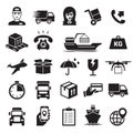 Shipping and delivery icons set