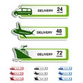 Shipping, delivery stickers - car, ship, plane