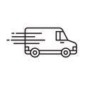 Shipping fast delivery van icon symbol, Pictogram flat outline design for apps and websites Royalty Free Stock Photo