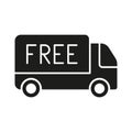 Shipping Free Of Charge Silhouette Icon. Free Delivery Service Glyph Pictogram. Fast Shipment Van Solid Sign. Express Royalty Free Stock Photo