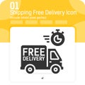 Shipping free delivery premiun icon with flat style isolated on white background. Vector illustration truck or van symbol Royalty Free Stock Photo