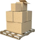 Freight, Shipping, Boxes, Pallet, Isolated