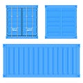 Shipping freight container. Blue intermodal container. Set Royalty Free Stock Photo