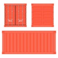 Shipping freight container. Red intermodal container. Set Royalty Free Stock Photo
