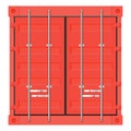 Shipping freight container. Red intermodal container. Front view