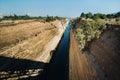 Shipping Freight through the Corinth Canal, Greece Royalty Free Stock Photo