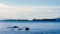 Shipping Freighters Waiting Near Vancouver Royalty Free Stock Photo