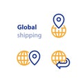 Shipping globally, international shipment concept, delivery line icon Royalty Free Stock Photo