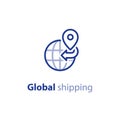 Shipping globally, international shipment concept, delivery line icon Royalty Free Stock Photo