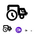 Shipping icon. Vector line truck icon with the image of a clock