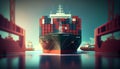 Shipping industry carries cargo containers by nautical vessels ,generative AI