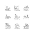 Shipping industry linear icons set