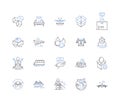 Shipping industry line icons collection. Containers, Logistics, Cargo, Vessels, Ports, Freight, Shipping vector and