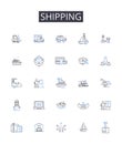 Shipping line icons collection. Delivery, Freight, Transporting, Dispatching, Carrying, Shipment, Transfer vector and