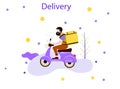 Shipping Man Ride Scooter Motorcycle Cartoon Vector Illustration Royalty Free Stock Photo