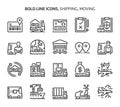 Shipping and moving, bold line icons
