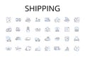 Shipping line icons collection. Delivery, Freight, Transporting, Dispatching, Carrying, Shipment, Transfer vector and